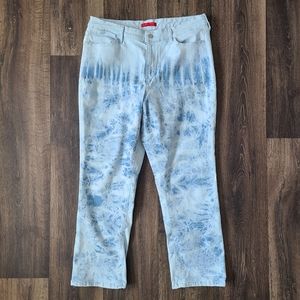 Jennifer Lopez tie dye jeans womens size 16 blue Capri mid raise Sculpting